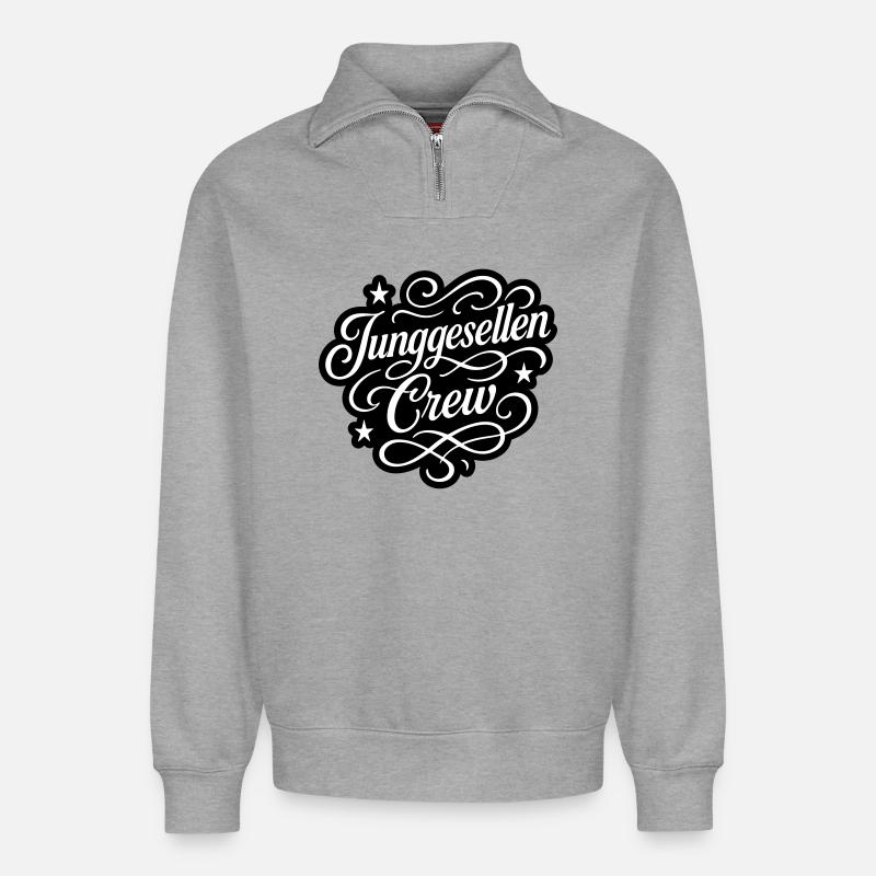 Junggesellen Crew - Relaxed Unisex Organic Half Zip Sweatshirt – von SPREAD - Grau meliert