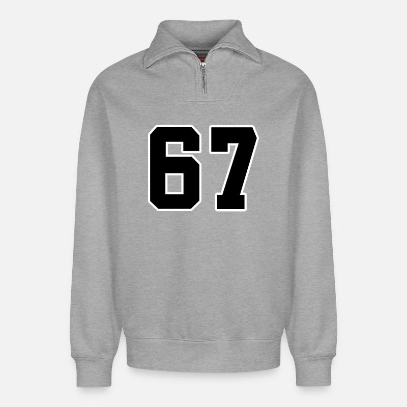 67 Minimalistisches Trenddesign - Relaxed Unisex Organic Half Zip Sweatshirt – von SPREAD - Grau meliert