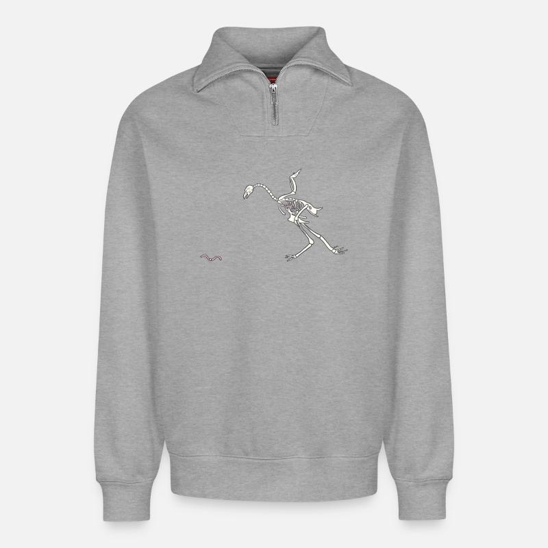 Skeletthenne - Relaxed Unisex Organic Half Zip Sweatshirt – von SPREAD - Grau meliert