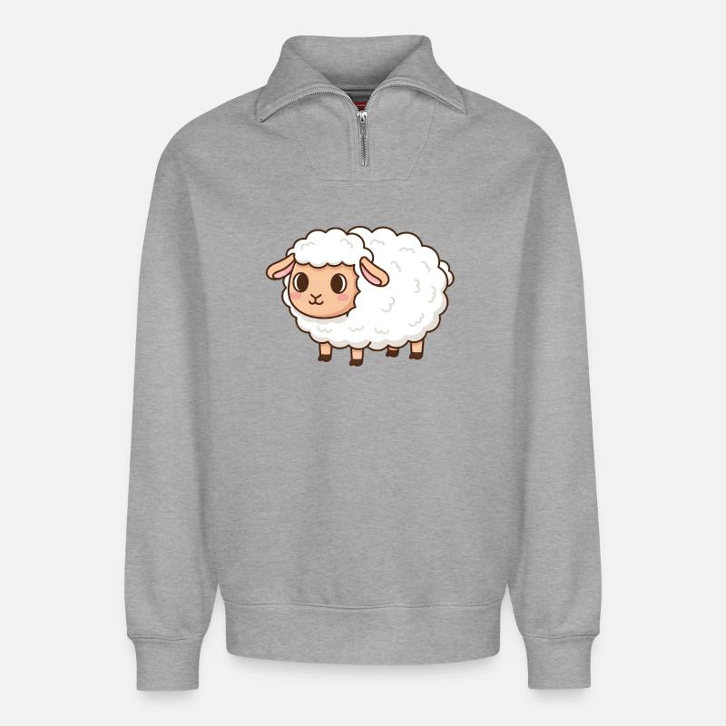 Sheep - Relaxed Unisex Organic Half Zip Sweatshirt – by SPREAD - heather grey