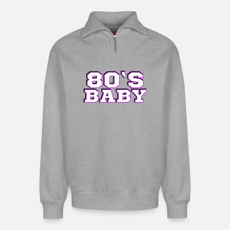 80er - Relaxed Unisex Organic Half Zip Sweatshirt – von SPREAD - Grau meliert