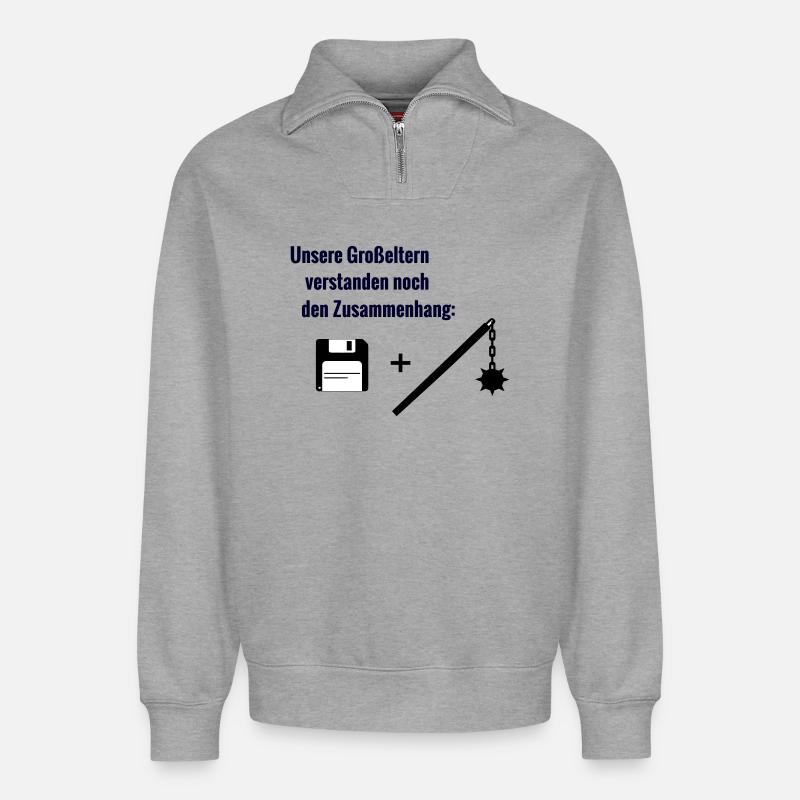 Contexte - Sweat unisexe décontracté en coton biologique à demi-zip – de SPREAD - gris chiné