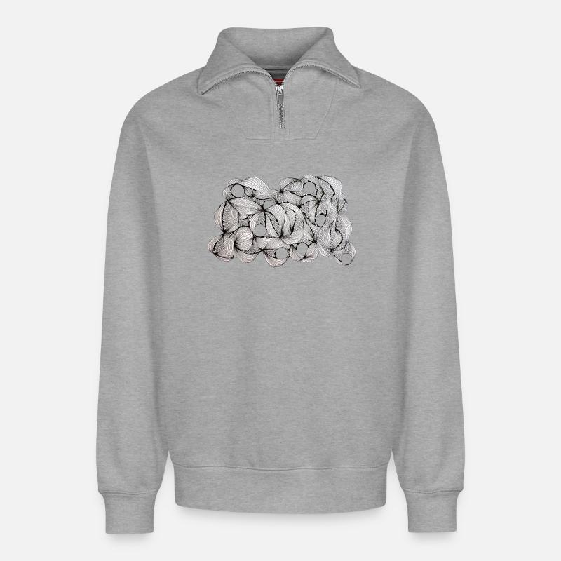 Lined Leaf Weave Pattern - Relaxed Unisex Organic Half Zip Sweatshirt – by SPREAD - heather grey