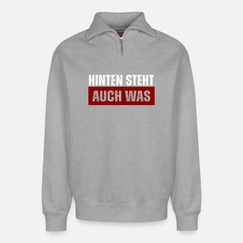 Hinten Steht Auch Was - Relaxed Unisex Organic Half Zip Sweatshirt – von SPREAD - Grau meliert