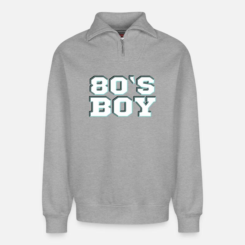 80s - Relaxed Unisex Organic Half Zip Sweatshirt – by SPREAD - heather grey