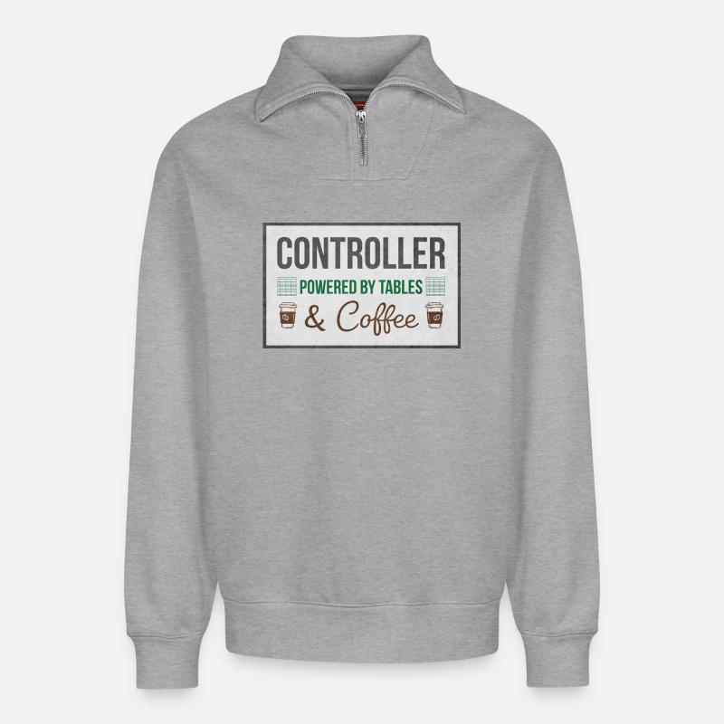 Controller Powered by Tables & Coffee - Relaxed Unisex Organic Half Zip Sweatshirt – by SPREAD - heather grey