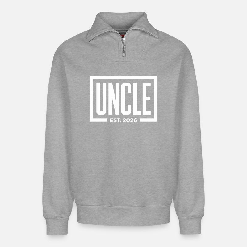 Uncle Est. 2026 Logo - Relaxed Unisex Organic Half Zip Sweatshirt – von SPREAD - Grau meliert
