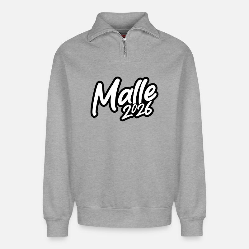 Malle 2026 - Relaxed Unisex Organic Half Zip Sweatshirt – von SPREAD - Grau meliert