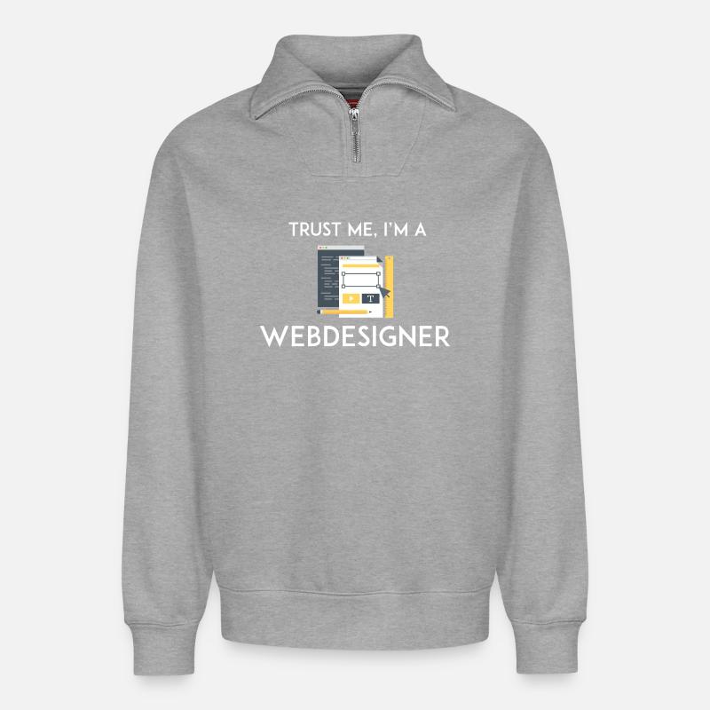 Vertrau mir, ich bin Webdesigner - Relaxed Unisex Organic Half Zip Sweatshirt – von SPREAD - Grau meliert