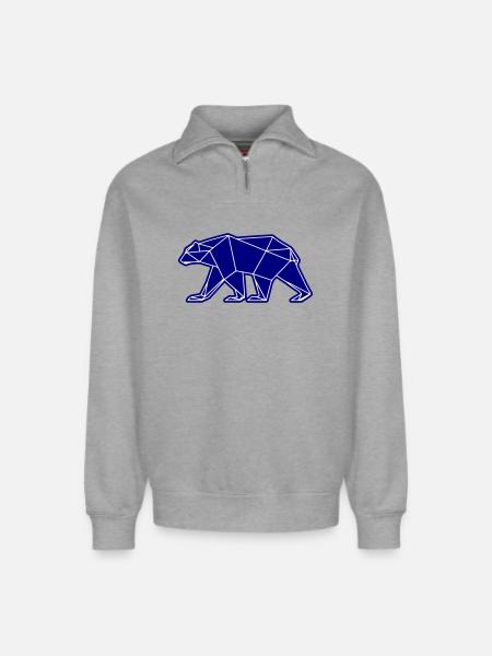 Polar Bear Polar Bear Polygon Icon - Relaxed Unisex Organic Half Zip Sweatshirt – by SPREAD - heather grey