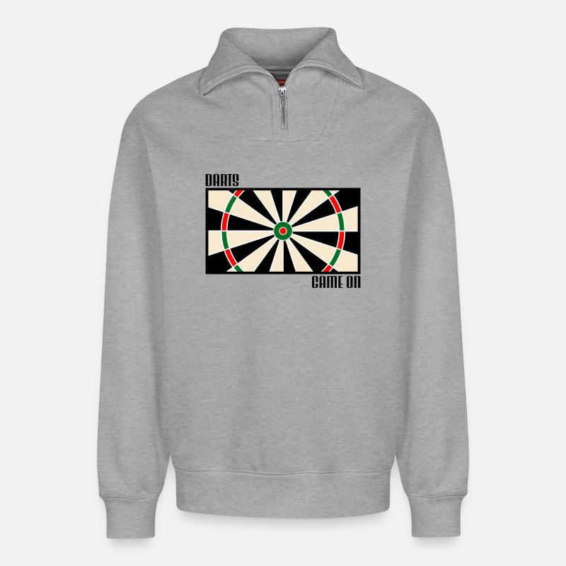Dart,Darts,Dartboard - Relaxed Unisex Organic Half Zip Sweatshirt – von SPREAD - Grau meliert