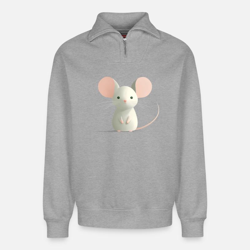 mouse - Relaxed Unisex Organic Half Zip Sweatshirt – by SPREAD - heather grey