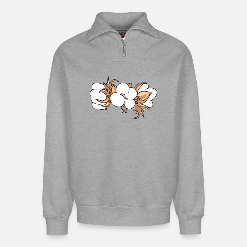 Blooming cotton - Relaxed Unisex Organic Half Zip Sweatshirt – by SPREAD - heather grey