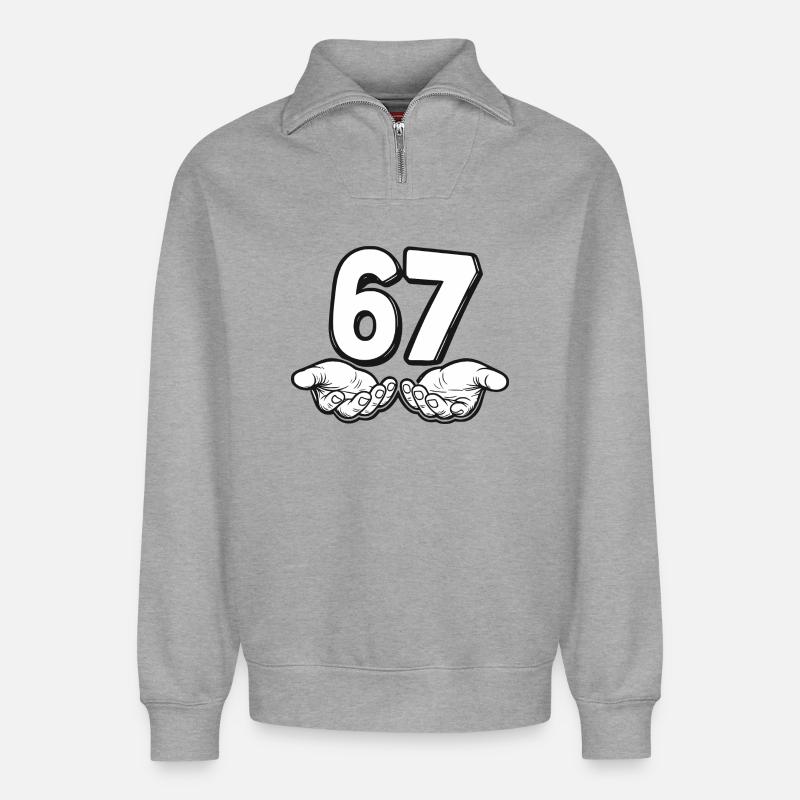 Six Seven Trend - Relaxed Unisex Organic Half Zip Sweatshirt – von SPREAD - Grau meliert