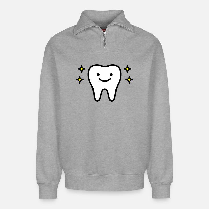Zahn Niedlich - Relaxed Unisex Organic Half Zip Sweatshirt – von SPREAD - Grau meliert