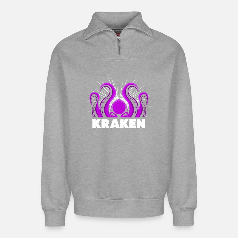 Octopus Octopus Octopus Octopus Octopus - Relaxed Unisex Organic Half Zip Sweatshirt – by SPREAD - heather grey