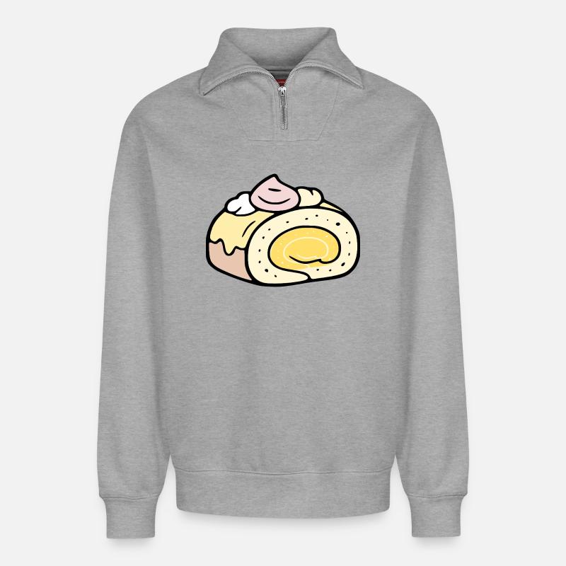 Sommerrollenkuchen - Relaxed Unisex Organic Half Zip Sweatshirt – von SPREAD - Grau meliert