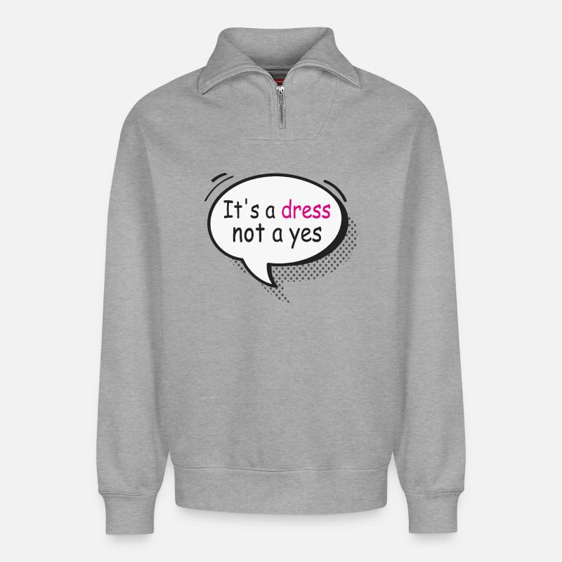 C’est une robe, pas une chemise statement - Sweat unisexe décontracté en coton biologique à demi-zip – de SPREAD - gris chiné