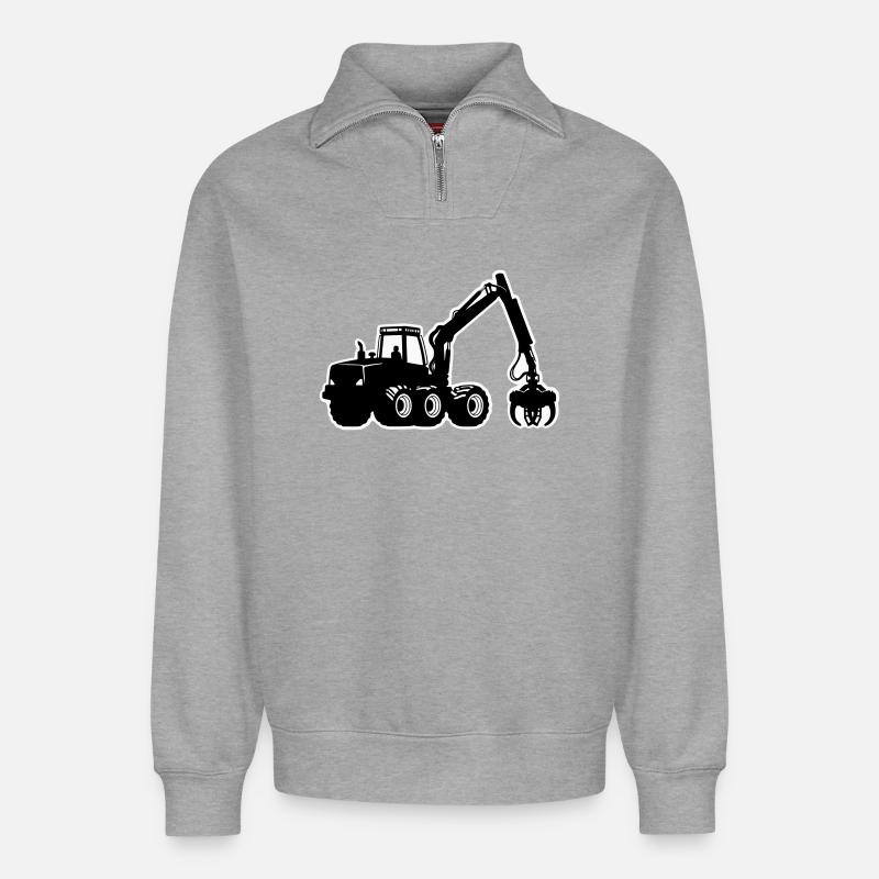 Harvester Silhouette - Relaxed Unisex Organic Half Zip Sweatshirt – von SPREAD - Grau meliert