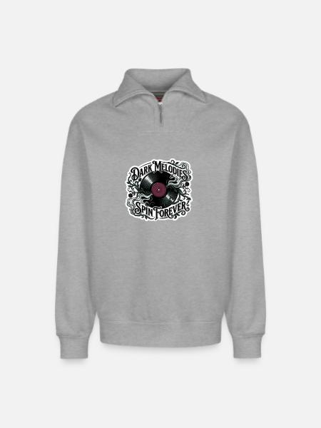 Dark Melodies Spin Forever - Relaxed Unisex Organic Half Zip Sweatshirt – by SPREAD - heather grey