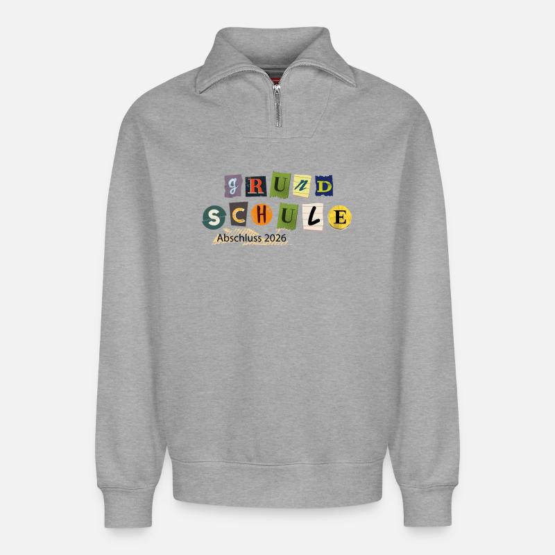 Schulabschluss 2026 - Relaxed Unisex Organic Half Zip Sweatshirt – von SPREAD - Grau meliert