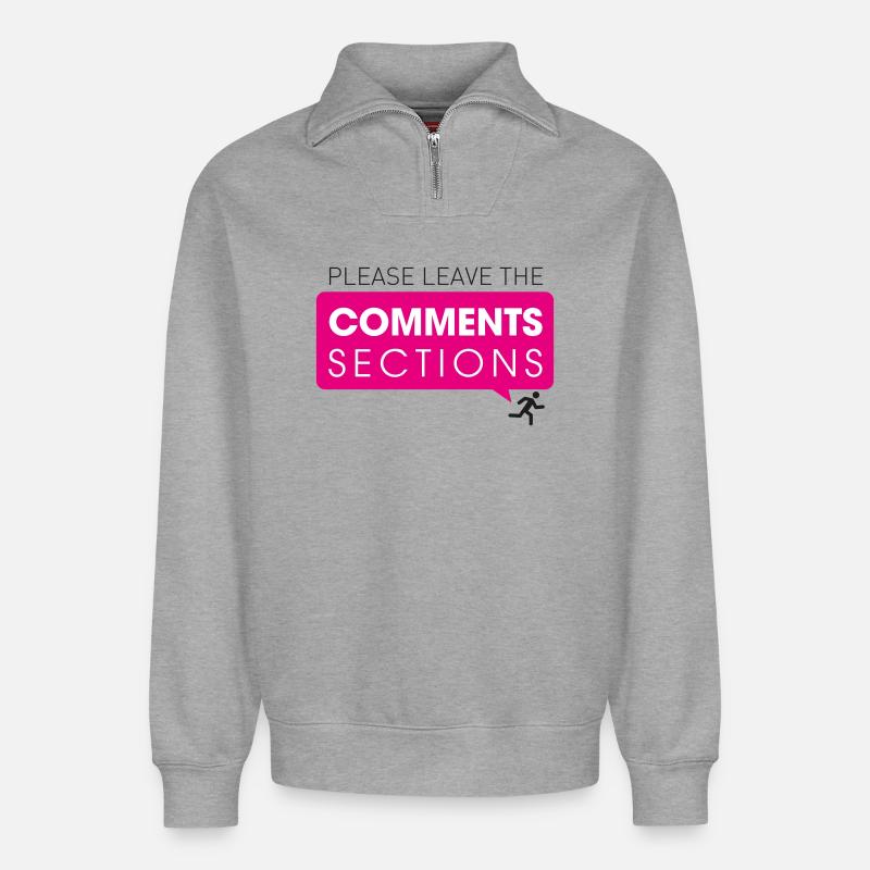 Please Leave The Comments Section - Relaxed Unisex Organic Half Zip Sweatshirt – von SPREAD - Grau meliert
