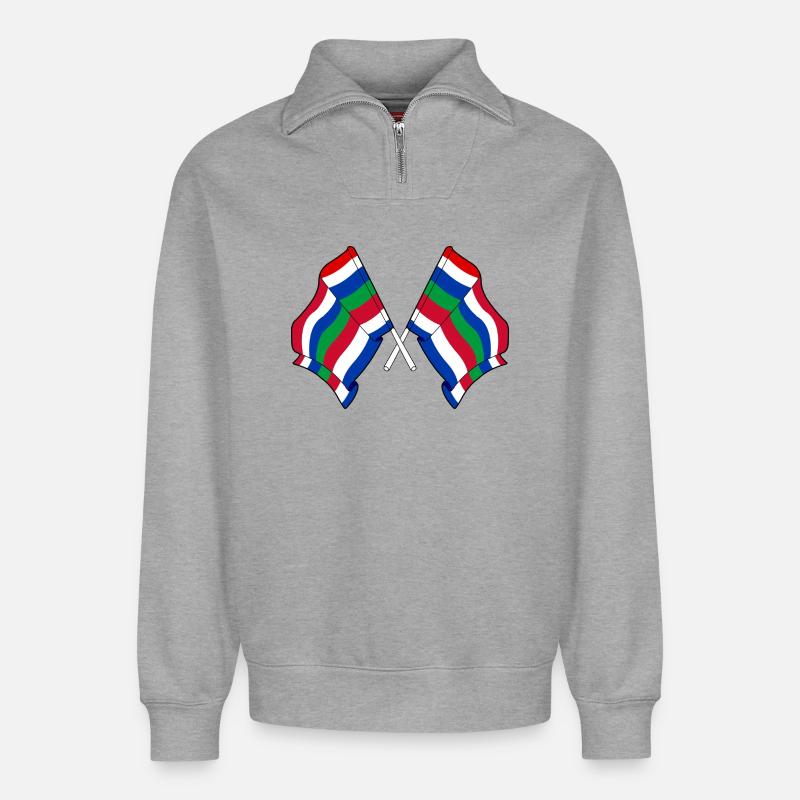 Crossed Schier Flags – Island Pride - Relaxed Unisex Organic Half Zip Sweatshirt – by SPREAD - heather grey