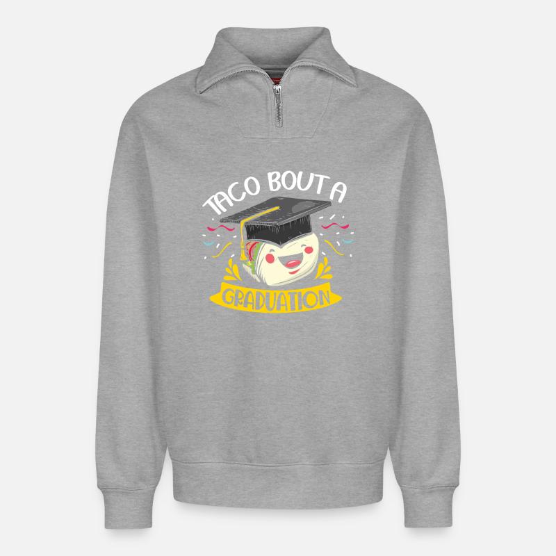 taco bout a graduation - Relaxed Unisex Organic Half Zip Sweatshirt – by SPREAD - heather grey