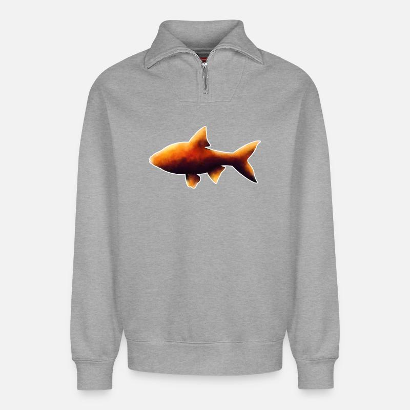 Plötze.1 - Relaxed Unisex Organic Half Zip Sweatshirt – von SPREAD - Grau meliert