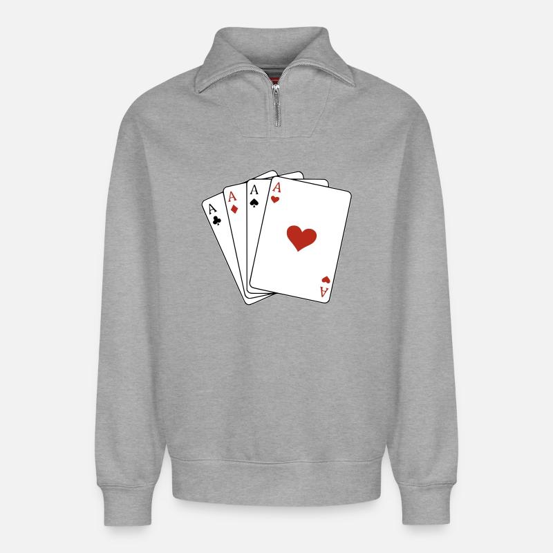 Four Aces - Relaxed Unisex Organic Half Zip Sweatshirt – by SPREAD - heather grey