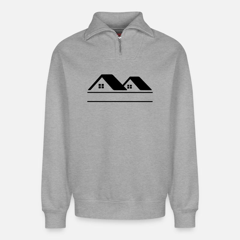 Häuser-Textbanner - Relaxed Unisex Organic Half Zip Sweatshirt – von SPREAD - Grau meliert