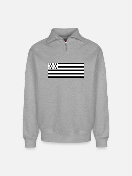 Brittany Breton Flag - Relaxed Unisex Organic Half Zip Sweatshirt – by SPREAD - heather grey