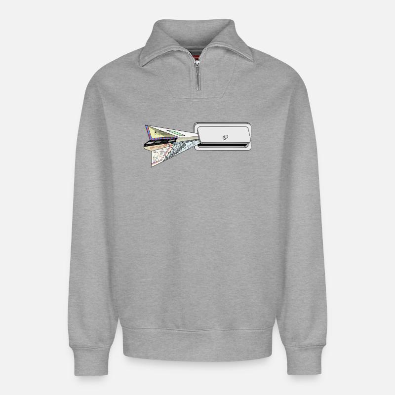 PLAN - Relaxed Unisex Organic Half Zip Sweatshirt – von SPREAD - Grau meliert