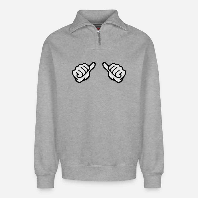 hands - Relaxed Unisex Organic Half Zip Sweatshirt – by SPREAD - heather grey