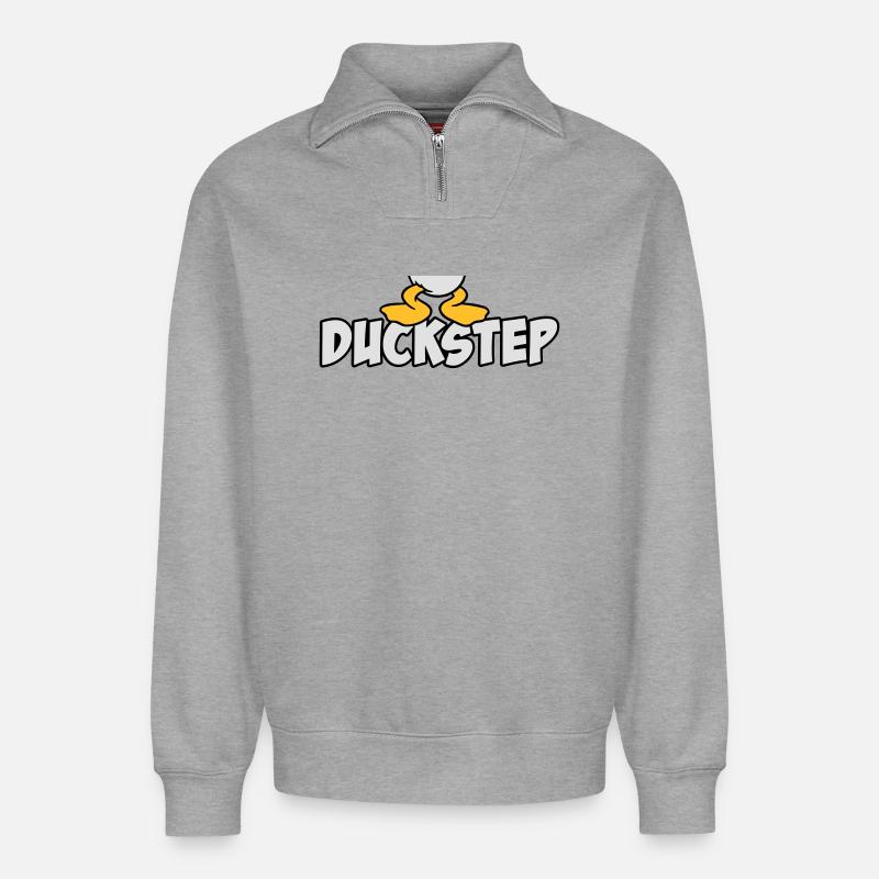 Duckstep (Dubstep) - Relaxed Unisex Organic Half Zip Sweatshirt – by SPREAD - heather grey