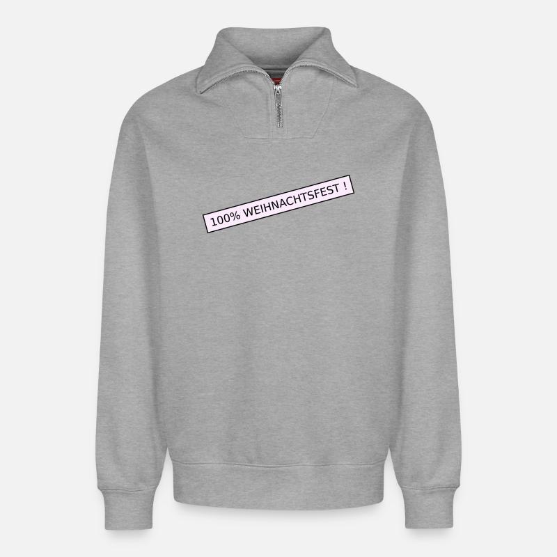 Noël à 100 % - Sweat unisexe décontracté en coton biologique à demi-zip – de SPREAD - gris chiné