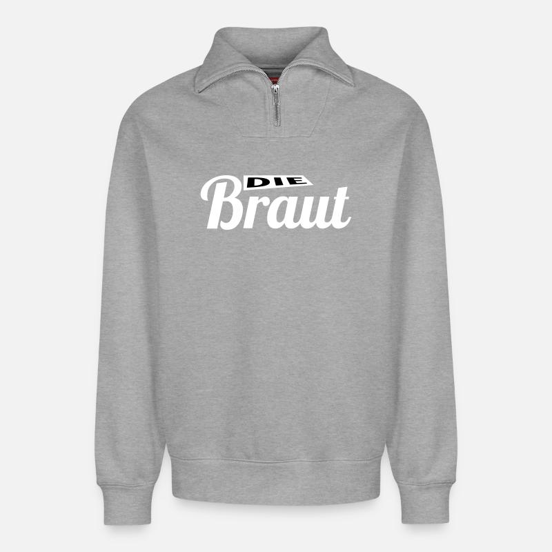 Team Braut!  - Relaxed Unisex Organic Half Zip Sweatshirt – von SPREAD - Grau meliert