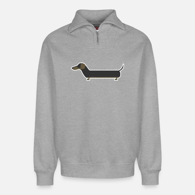 Dackel - Relaxed Unisex Organic Half Zip Sweatshirt – von SPREAD - Grau meliert