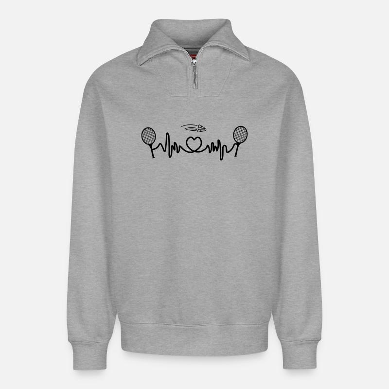 badminton cardio - Relaxed Unisex Organic Half Zip Sweatshirt – by SPREAD - heather grey