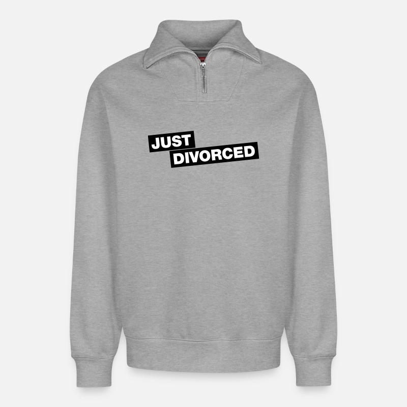 Just divorced - Relaxed Unisex Organic Half Zip Sweatshirt – by SPREAD - heather grey