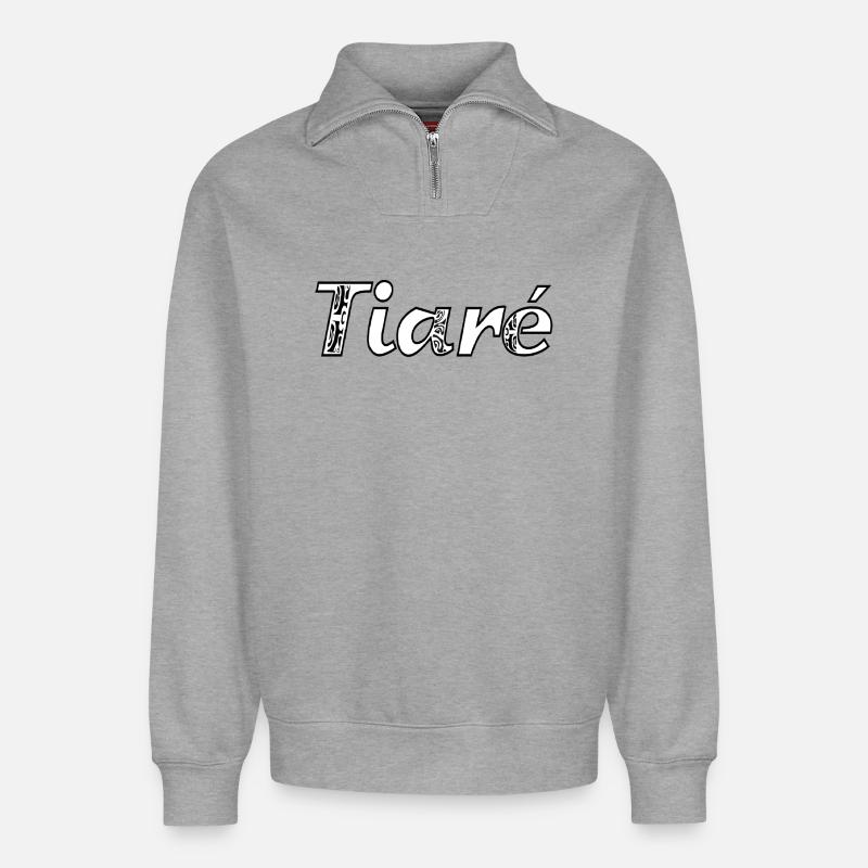 Tiaré - Sweat unisexe décontracté en coton biologique à demi-zip – de SPREAD - gris chiné