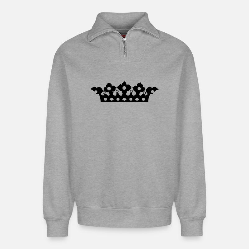Goldene Krone mit Perlenschirm - Relaxed Unisex Organic Half Zip Sweatshirt – von SPREAD - Grau meliert