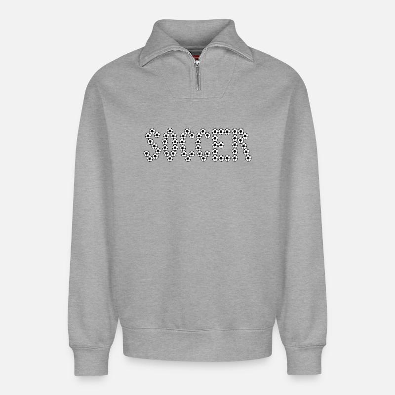 Fußballtypografie - Relaxed Unisex Organic Half Zip Sweatshirt – von SPREAD - Grau meliert