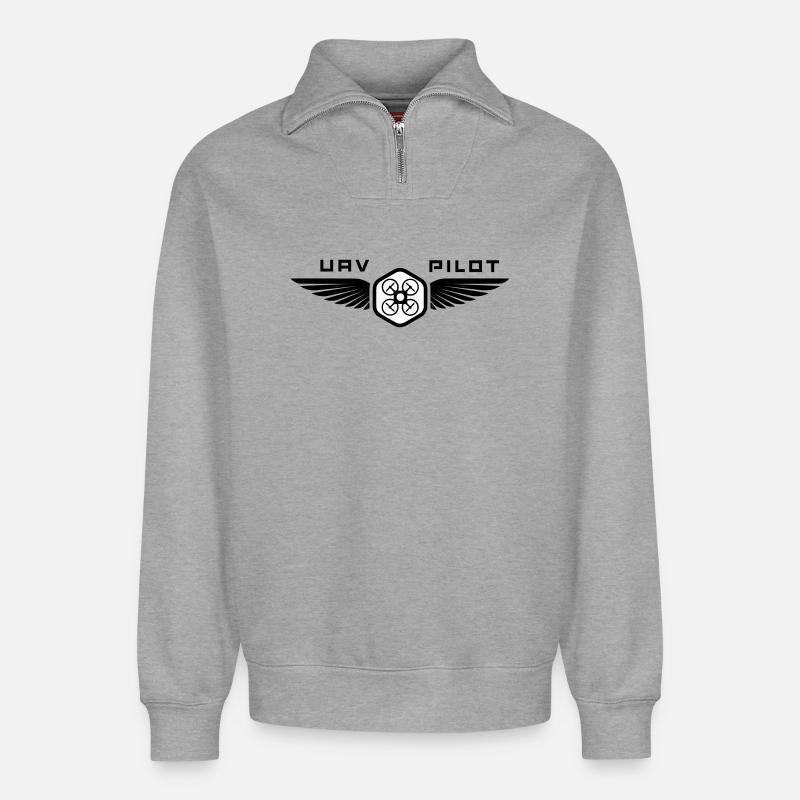 UAV PILOT1 - Relaxed Unisex Organic Half Zip Sweatshirt – von SPREAD - Grau meliert
