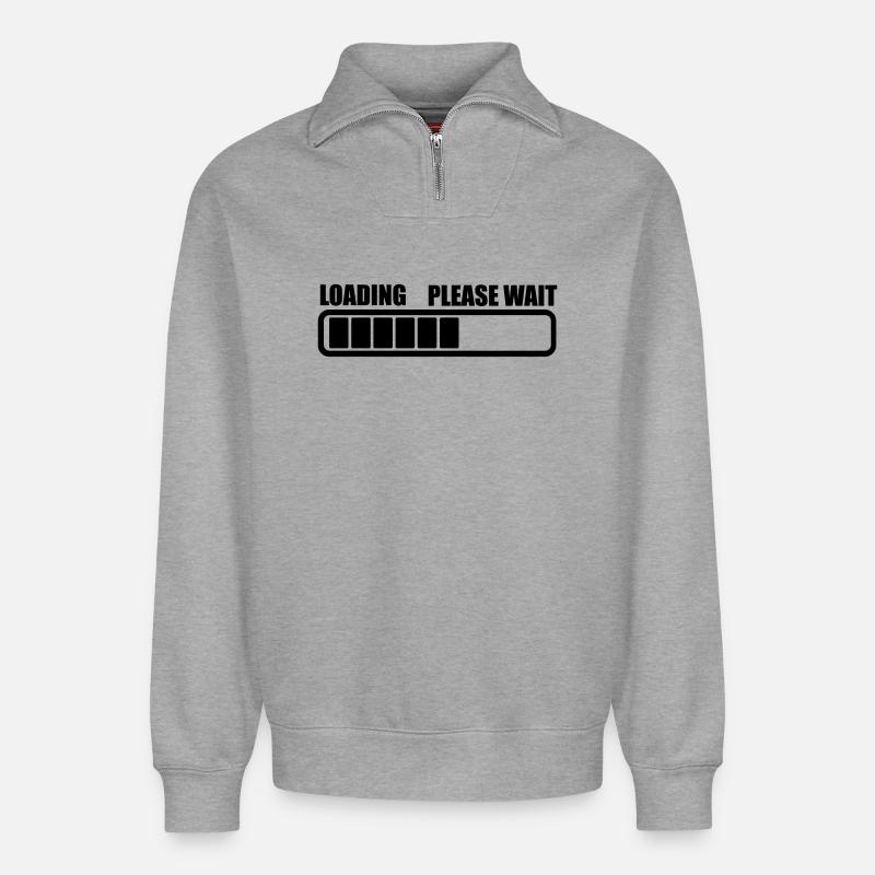 Aufladen wartet eine Weile - Relaxed Unisex Organic Half Zip Sweatshirt – von SPREAD - Grau meliert
