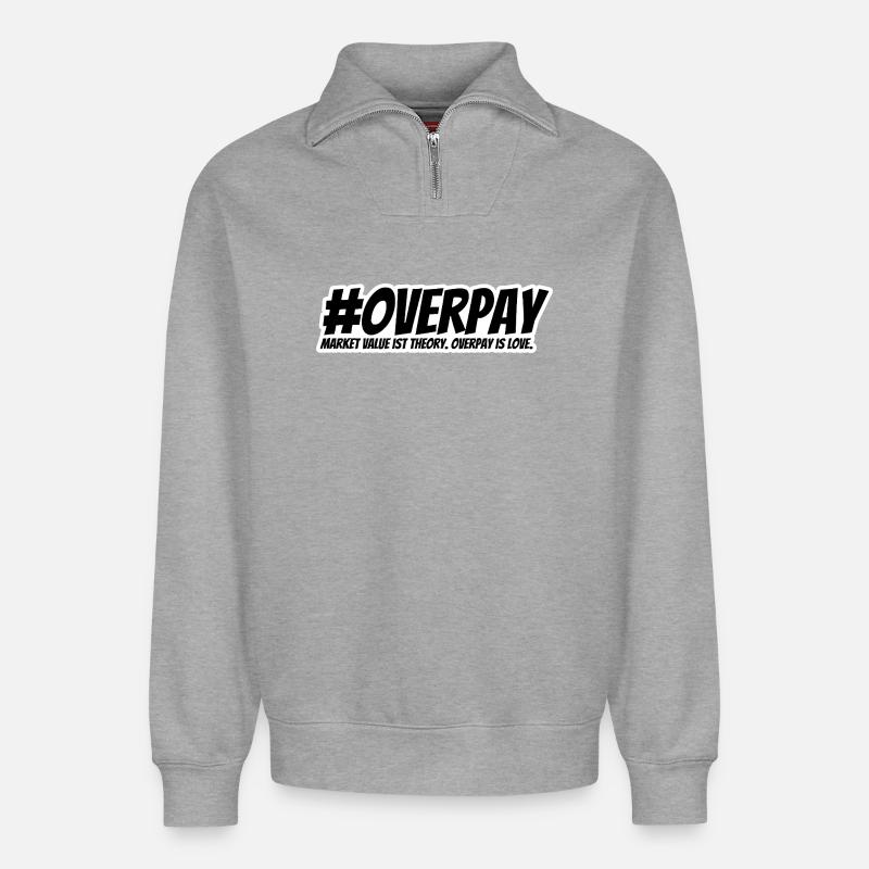 Surpayer, c’est l’amour - Sweat unisexe décontracté en coton biologique à demi-zip – de SPREAD - gris chiné