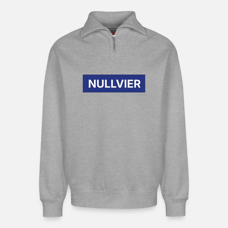 Logo de la boîte Nullvier - Sweat unisexe décontracté en coton biologique à demi-zip – de SPREAD - gris chiné