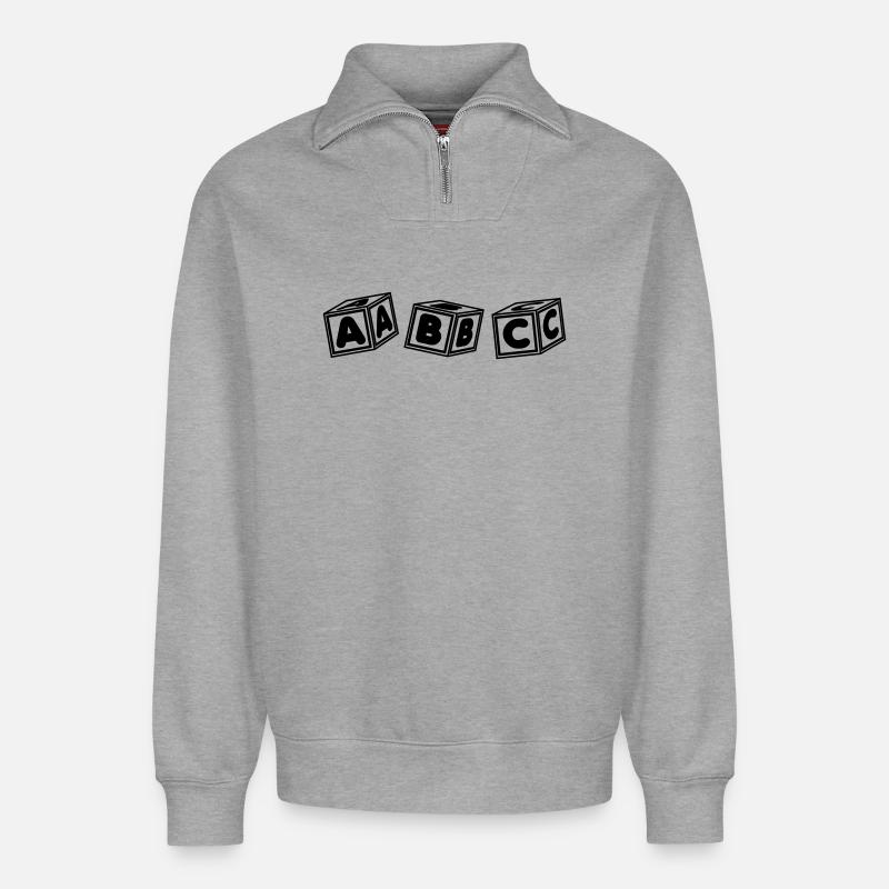 ABC-Blöcke - Relaxed Unisex Organic Half Zip Sweatshirt – von SPREAD - Grau meliert
