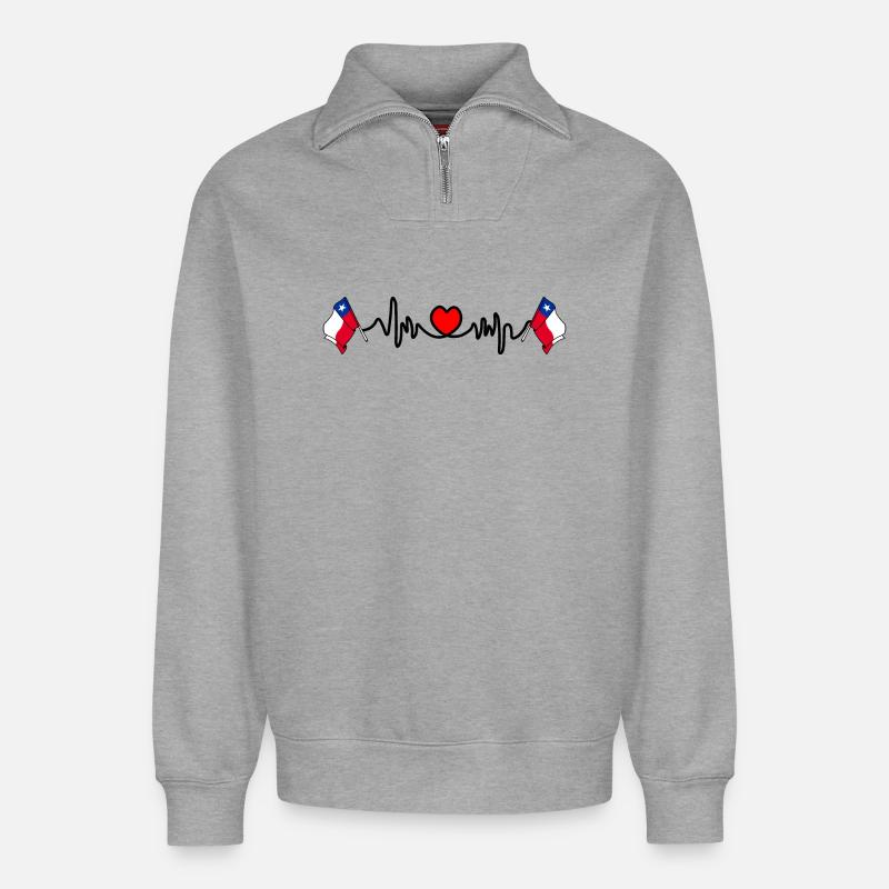 Herzfrequenz-Cardio für Chile - Relaxed Unisex Organic Half Zip Sweatshirt – von SPREAD - Grau meliert