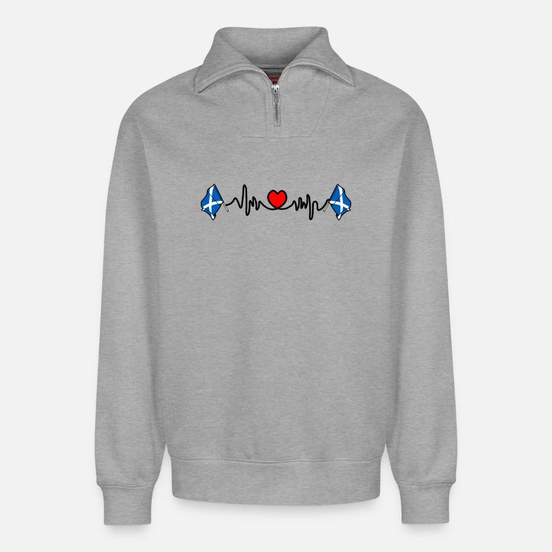 Herzfrequenz-Cardio für Schottland - Relaxed Unisex Organic Half Zip Sweatshirt – von SPREAD - Grau meliert
